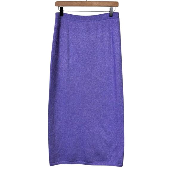 Draper’s & Damon's Purple Knit Metallic Sparkle 2 Piece Sweater Skirt Set - Picture 9 of 13
